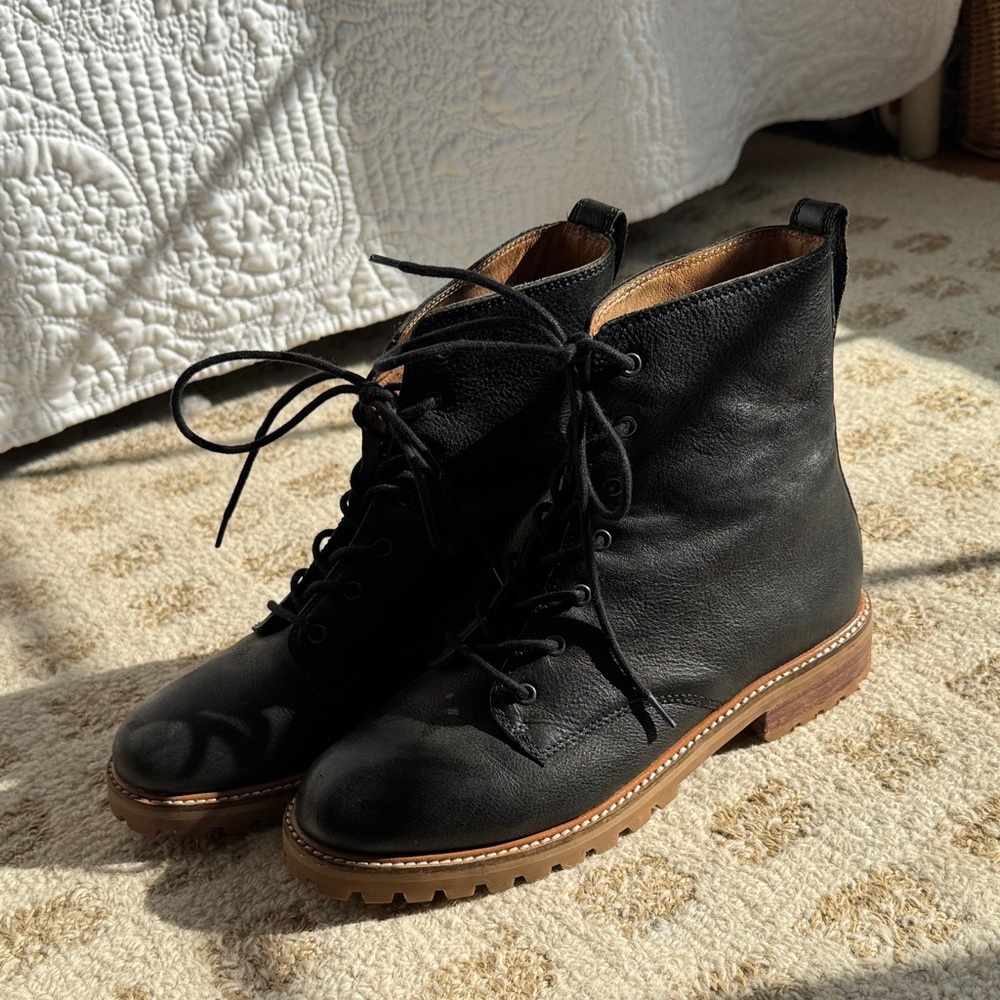 Madewell Black Leather Combat Boots